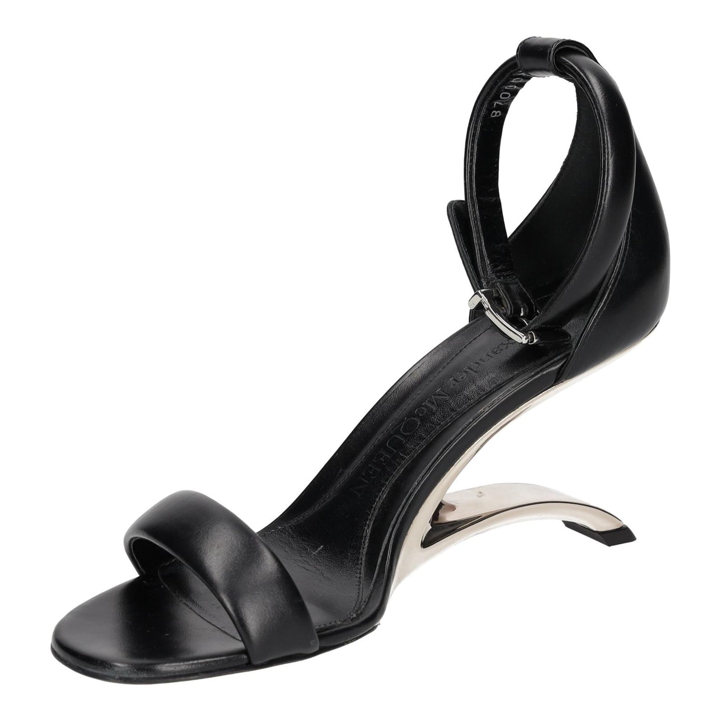 ALEXANDER MCQUEEN Black Runway Heeled Leather Sandal Size UK4 EU37 NEW RRP 790