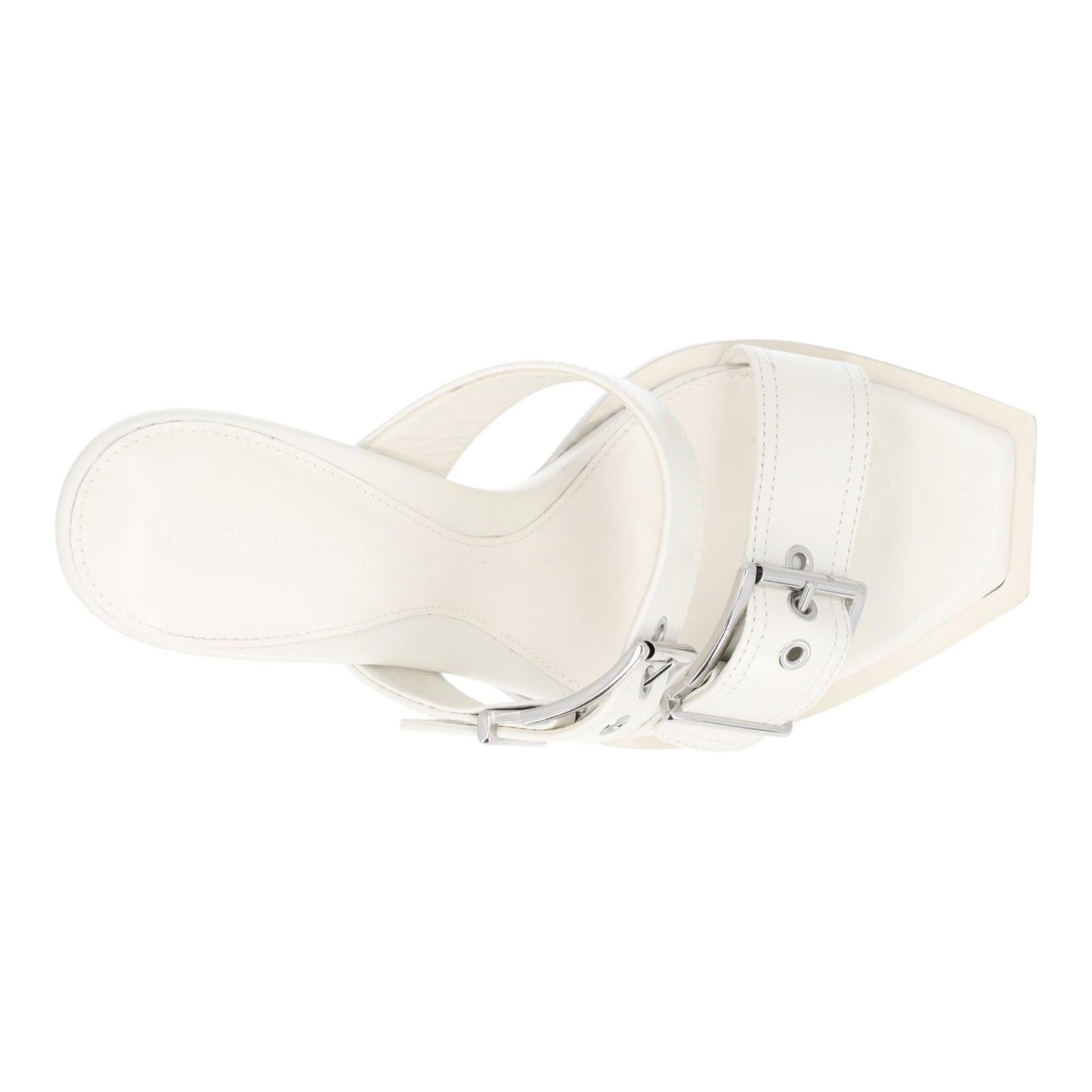 ALEXANDER MCQUEEN White Boxcar Buckle Heeled Sandals UK7 EU40 NEW RRP 790