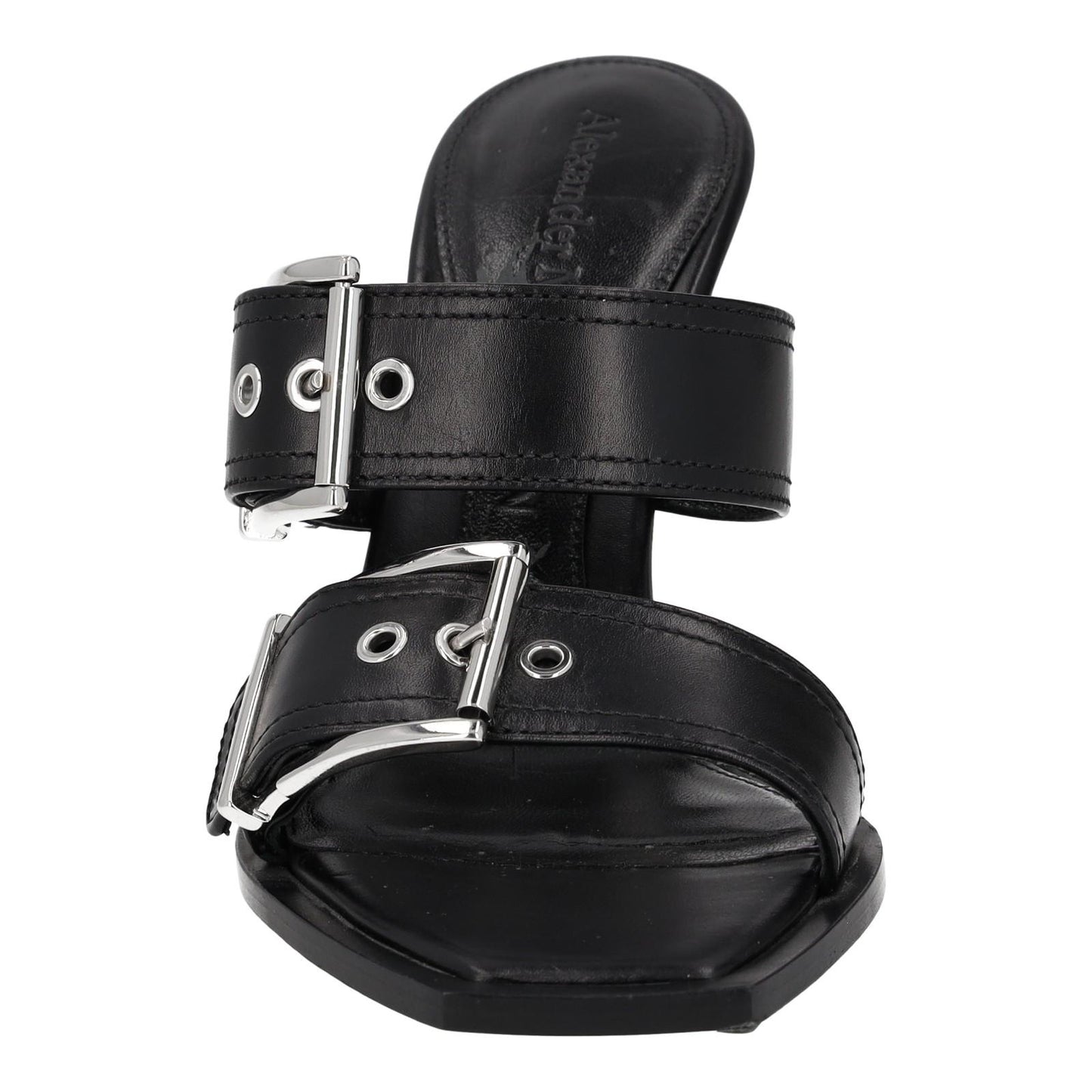 ALEXANDER MCQUEEN Black Boxcar Buckle Heeled Sandals UK3 EU36 NEW RRP 790