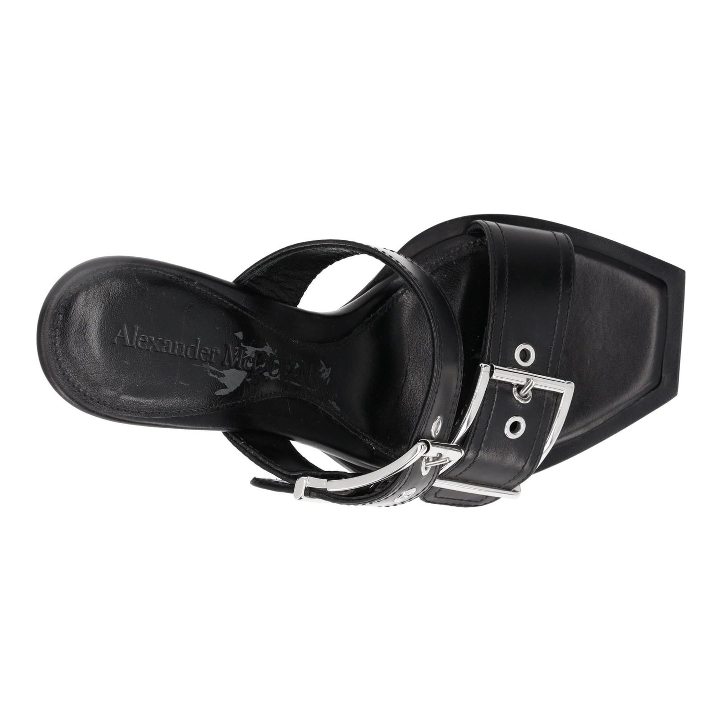 ALEXANDER MCQUEEN Black Boxcar Buckle Heeled Sandals UK3 EU36 NEW RRP 790