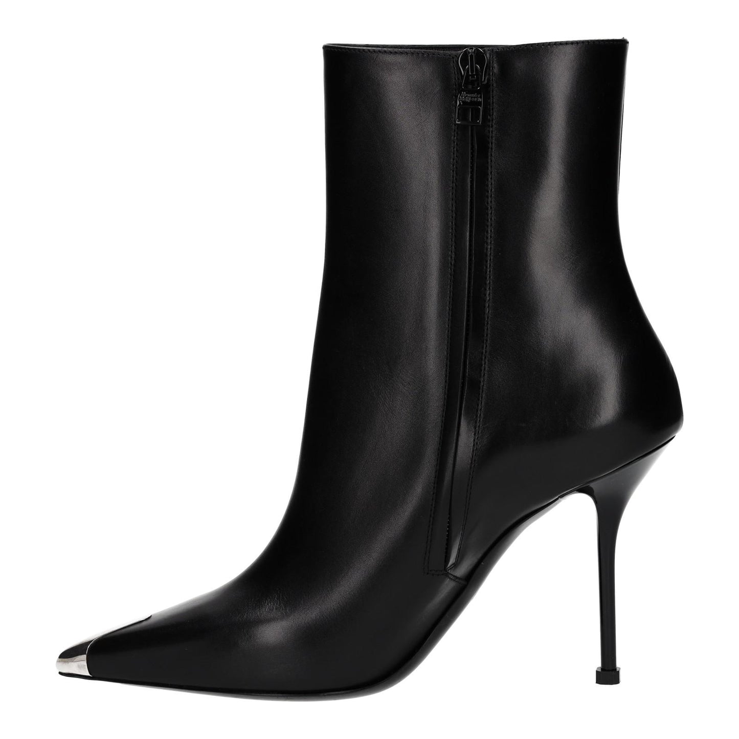 ALEXANDER MCQUEEN Black Toe-Cap Heeled Ankle Boots Leather UK7 EU40 NEW RRP 790