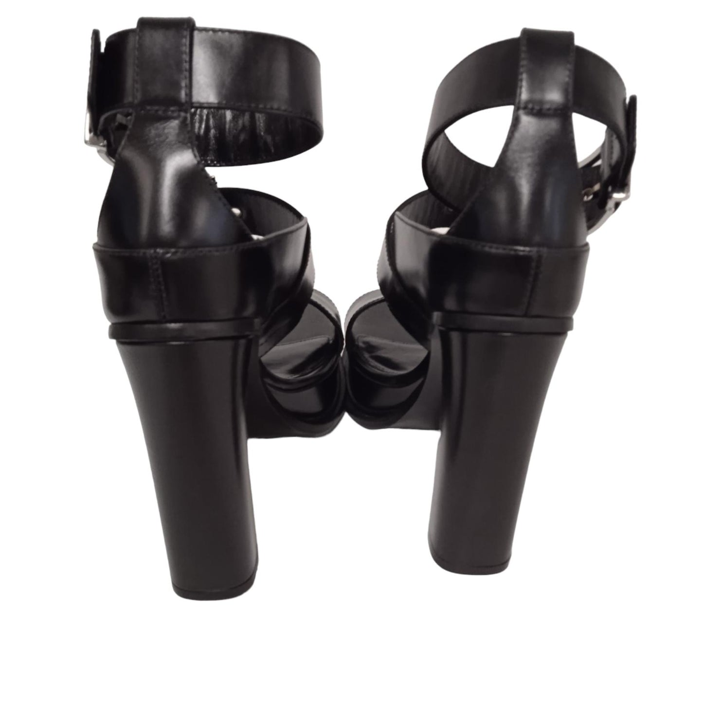 ALEXANDER MCQUEEN Ladies Black Leather Buckle Sandals EU38 UK5 RRP990 NEW
