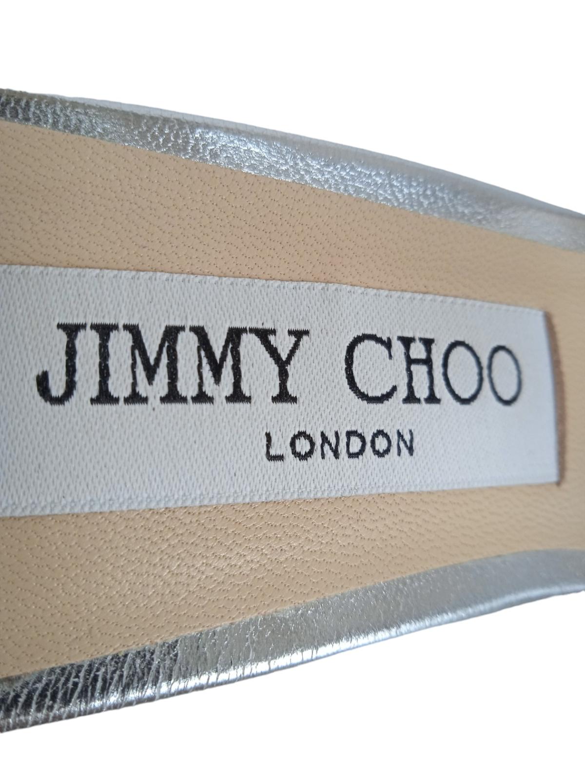 JIMMY CHOO Ladies Silver Glitter Detail Anise 95 Mules Size EU39 UK6 RRP675 NEW