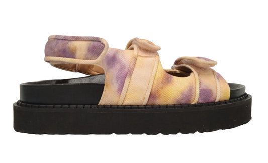 ISABEL MARANT Ladies Beige & Purple Canvas Padded Flat Sandals EU5 RRP495 NEW