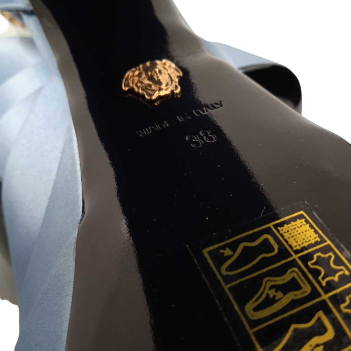 VERSACE Ladies Blue Satin Crystal Strap Platform Heels IT38 UK5 RRP1100 NEW