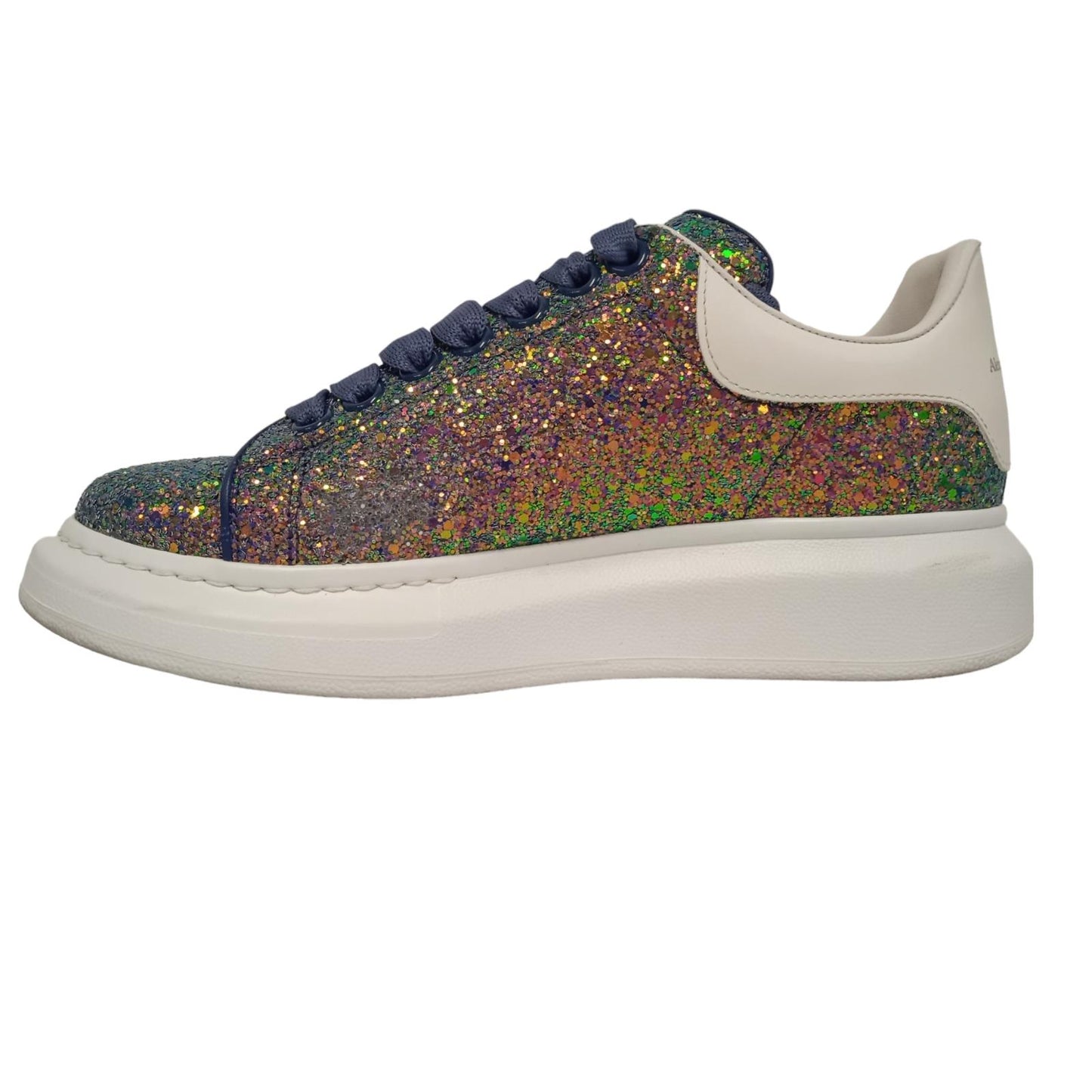 ALEXANDER MCQUEEN Ladies White Glitter Disco Sneakers EU38 UK5 RRP450 NEW