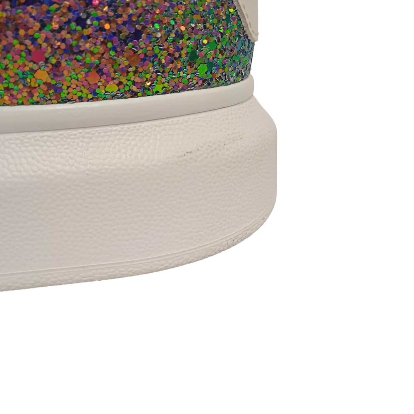 ALEXANDER MCQUEEN Ladies White Glitter Disco Sneakers EU38 UK5 RRP450 NEW