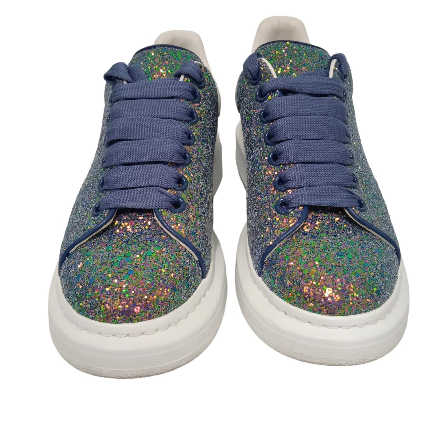 ALEXANDER MCQUEEN Ladies White Glitter Disco Sneakers EU38 UK5 RRP450 NEW