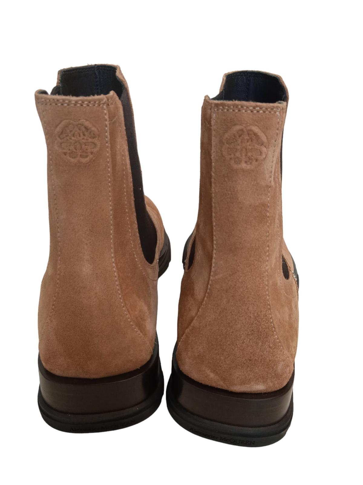 ALEXANDER MCQUEEN Tread Slim Chelsea Boots Suede Tan/Black EU41 UK7 NEW RRP790