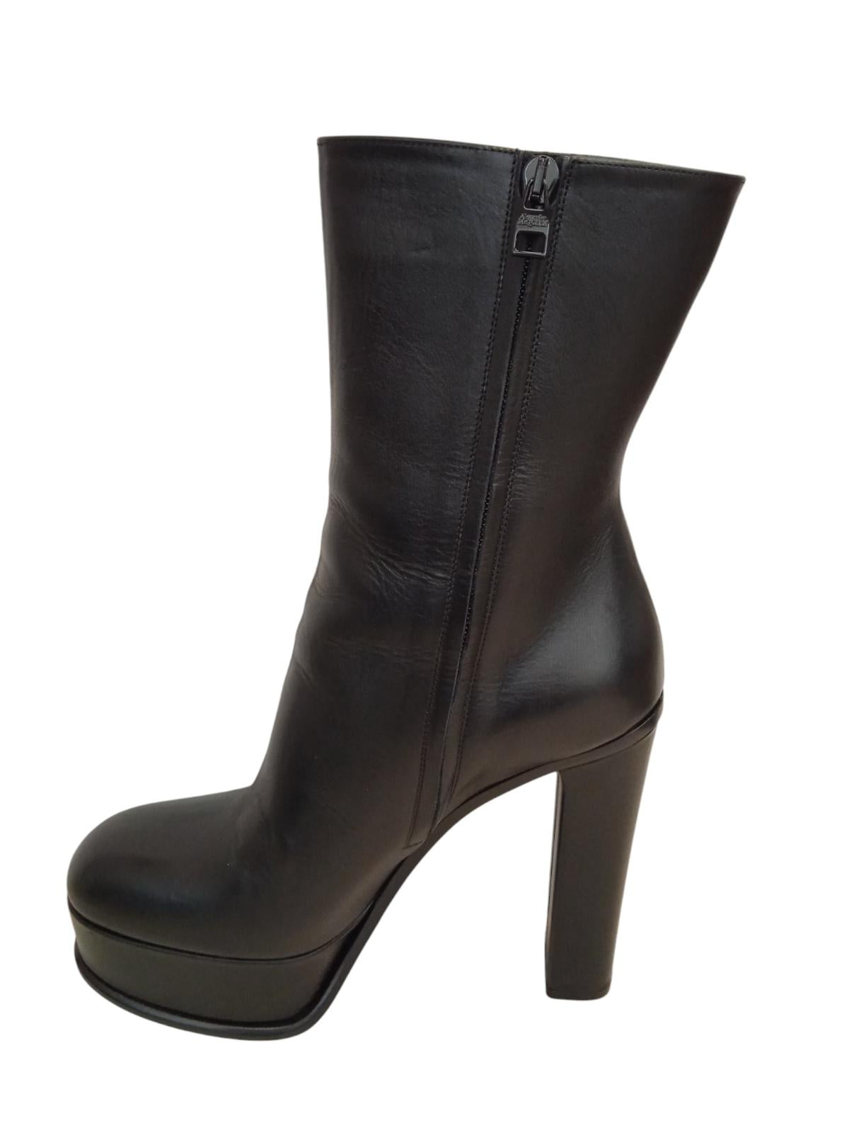 ALEXANDER MCQUEEN Platform Boots Leather Zip Heeled Black EU41 UK8 NEW RRP950