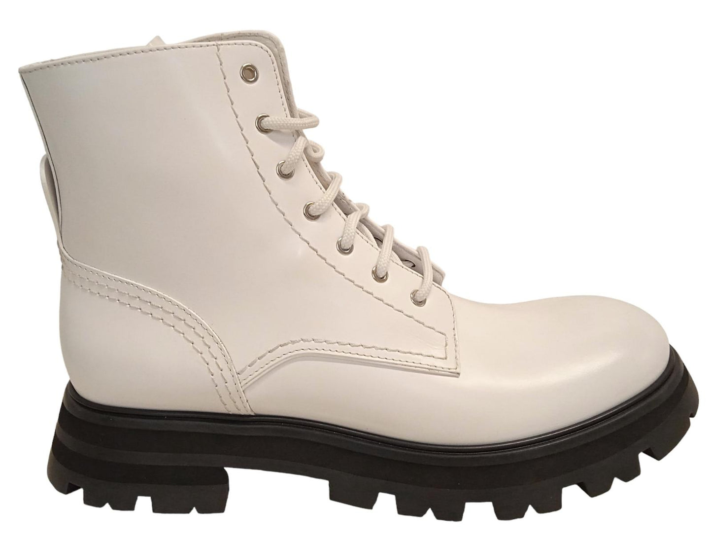 ALEXANDER MCQUEEN Wander Combat Boots Leather Platform White EU41 UK8 NEW RRP690