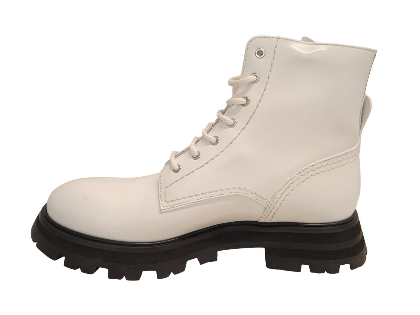 ALEXANDER MCQUEEN Wander Combat Boots Leather Platform White EU41 UK8 NEW RRP690
