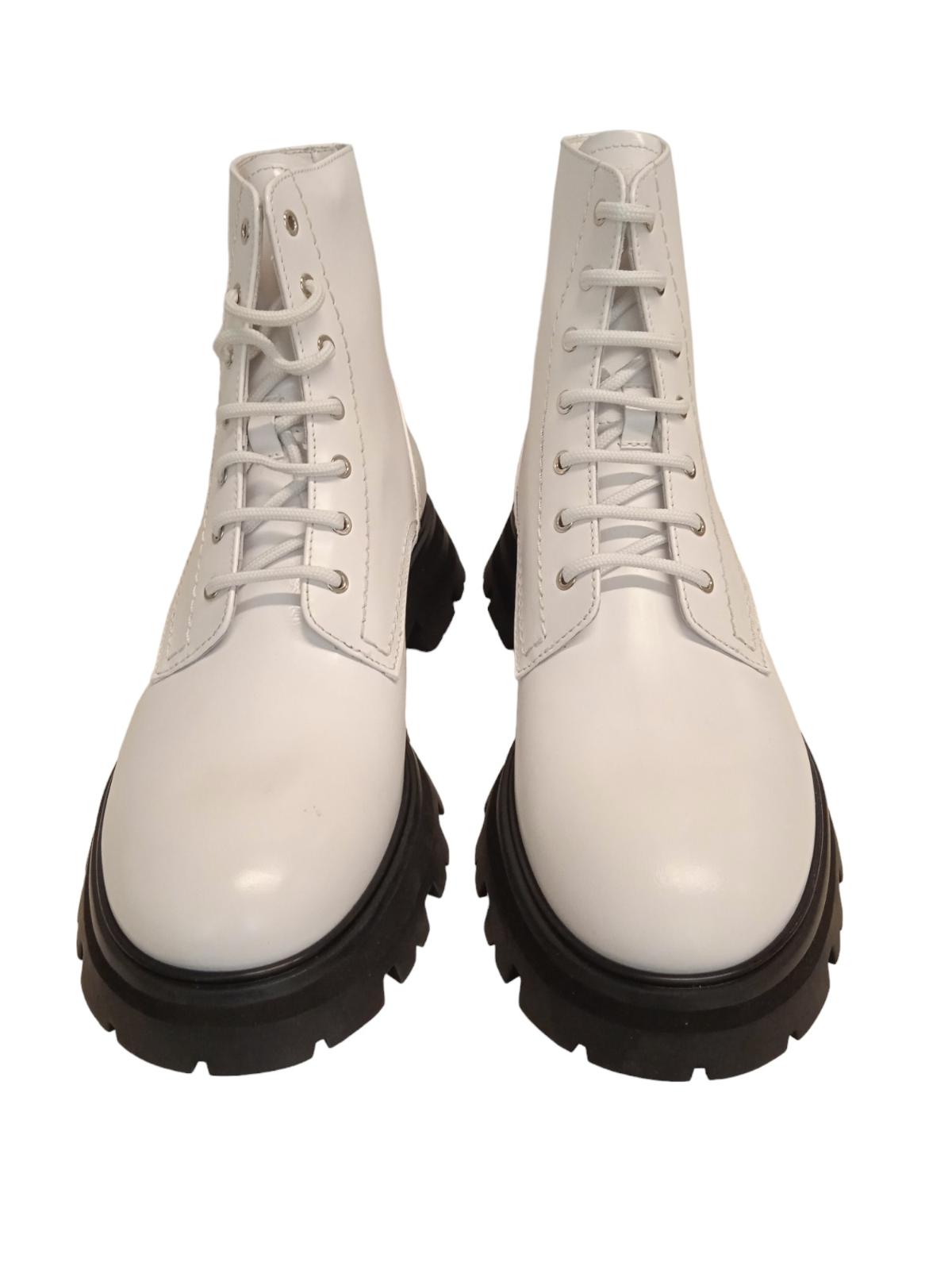 ALEXANDER MCQUEEN Wander Combat Boots Leather Platform White EU41 UK8 NEW RRP690
