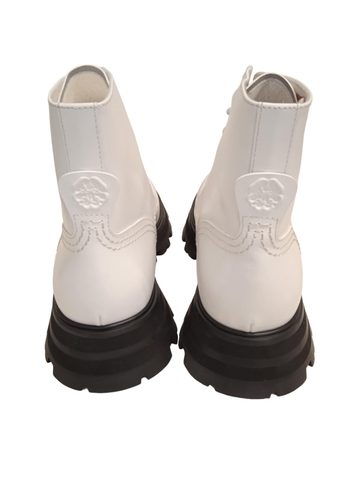 ALEXANDER MCQUEEN Wander Combat Boots Leather Platform White EU41 UK8 NEW RRP690