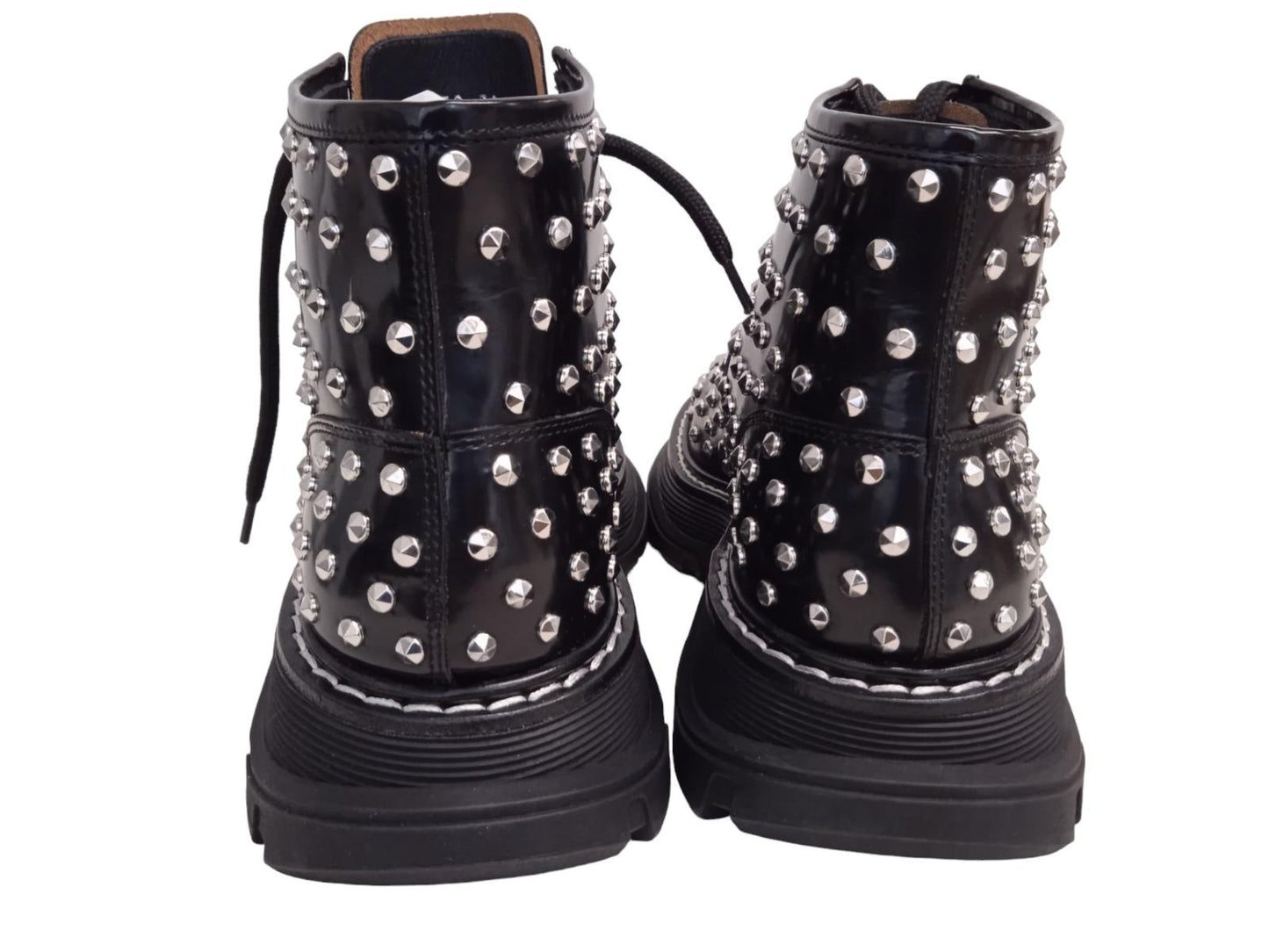 ALEXANDER MCQUEEN Tread Spike Boots Leather Studded Black EU39 UK6 NEW RRP820