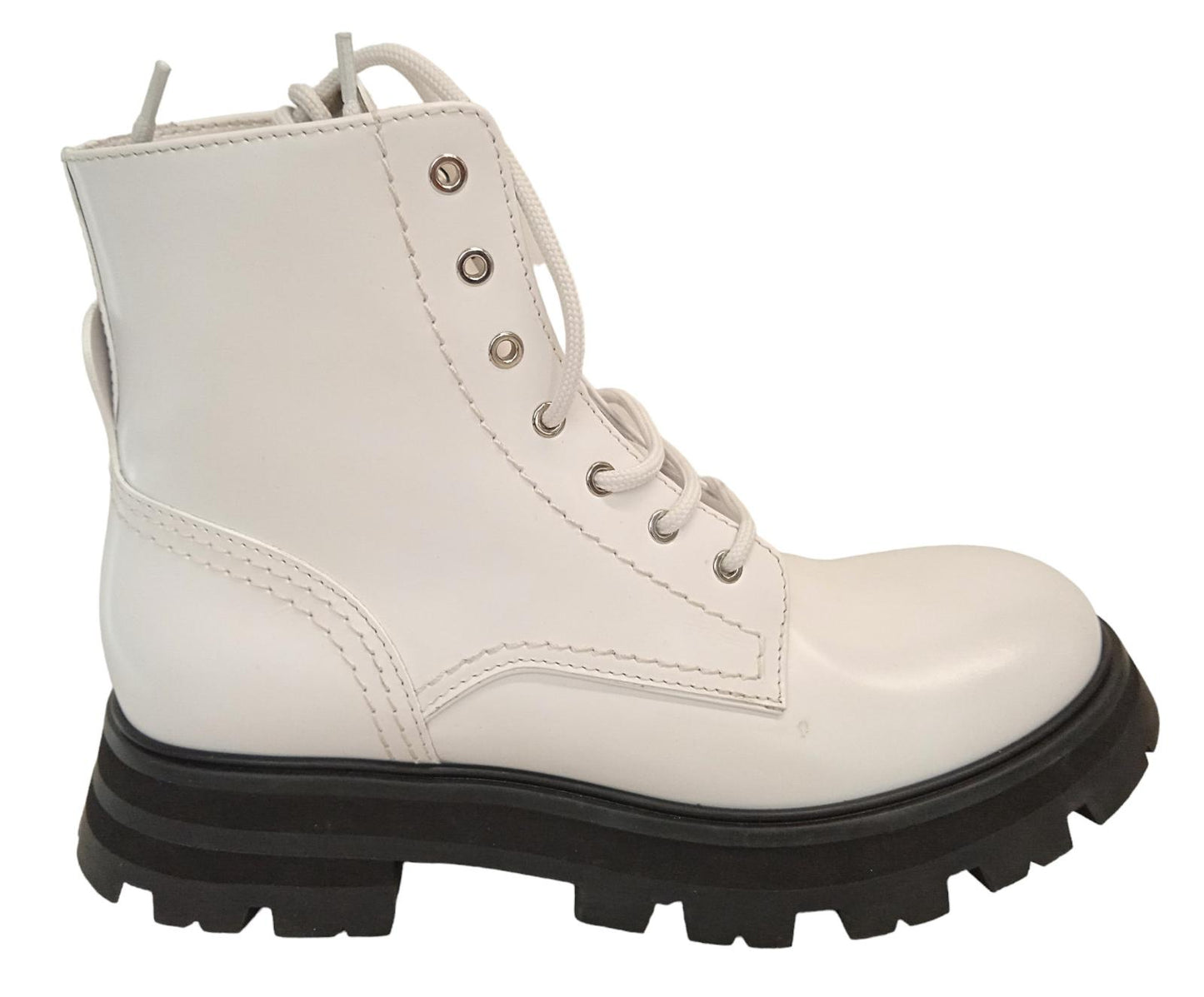 ALEXANDER MCQUEEN Wander Boots Leather Lace Up White EU37.5 UK4.5 NEW RRP590
