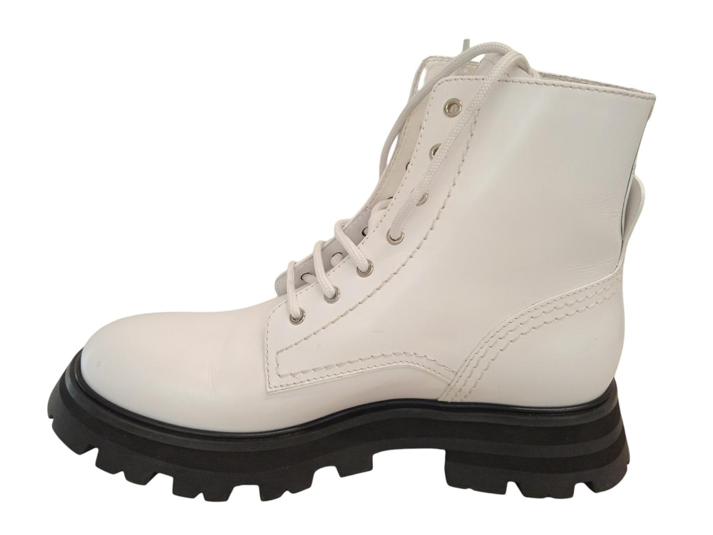 ALEXANDER MCQUEEN Wander Boots Leather Lace Up White EU37.5 UK4.5 NEW RRP590