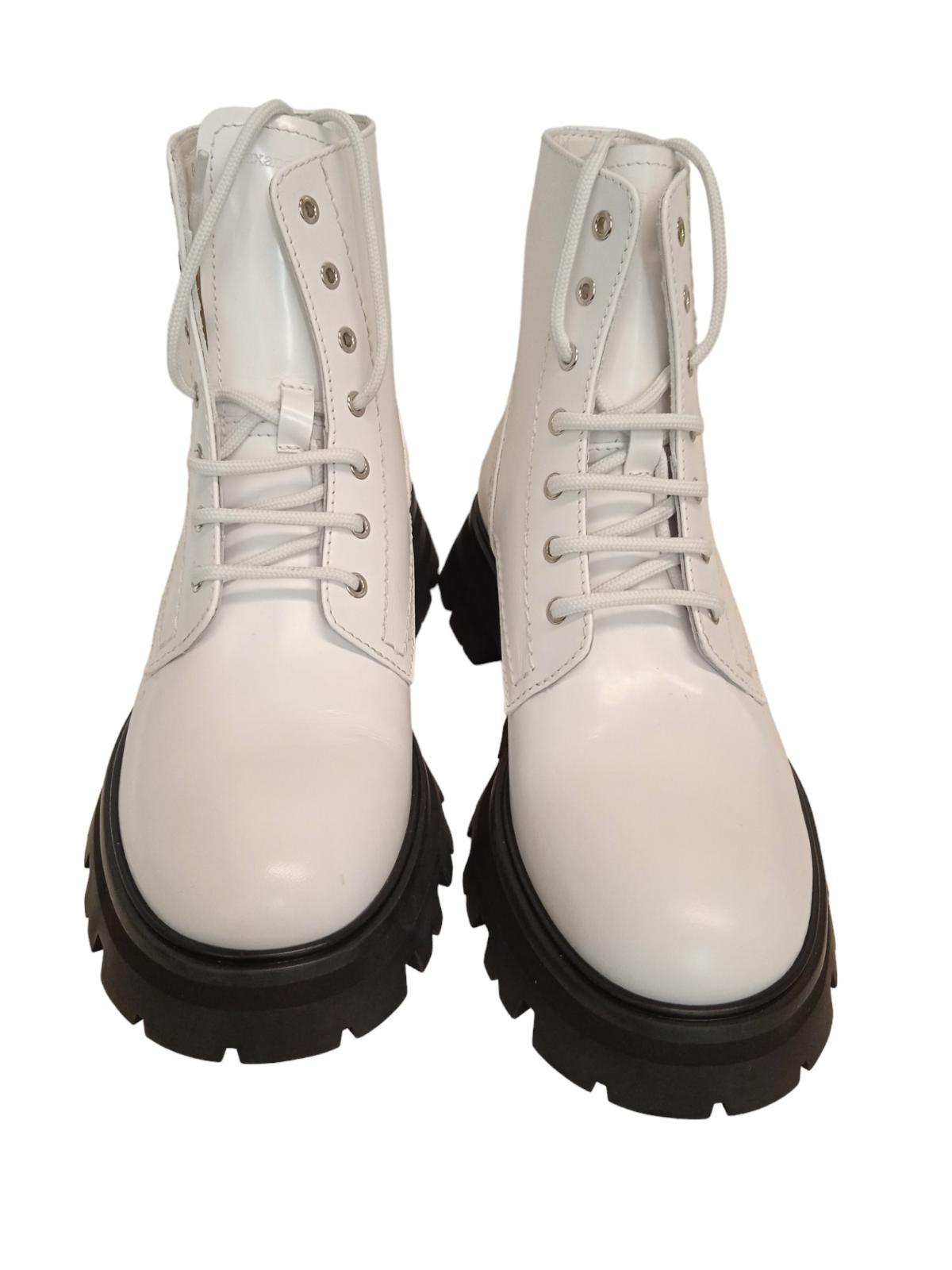 ALEXANDER MCQUEEN Wander Boots Leather Lace Up White EU37.5 UK4.5 NEW RRP590