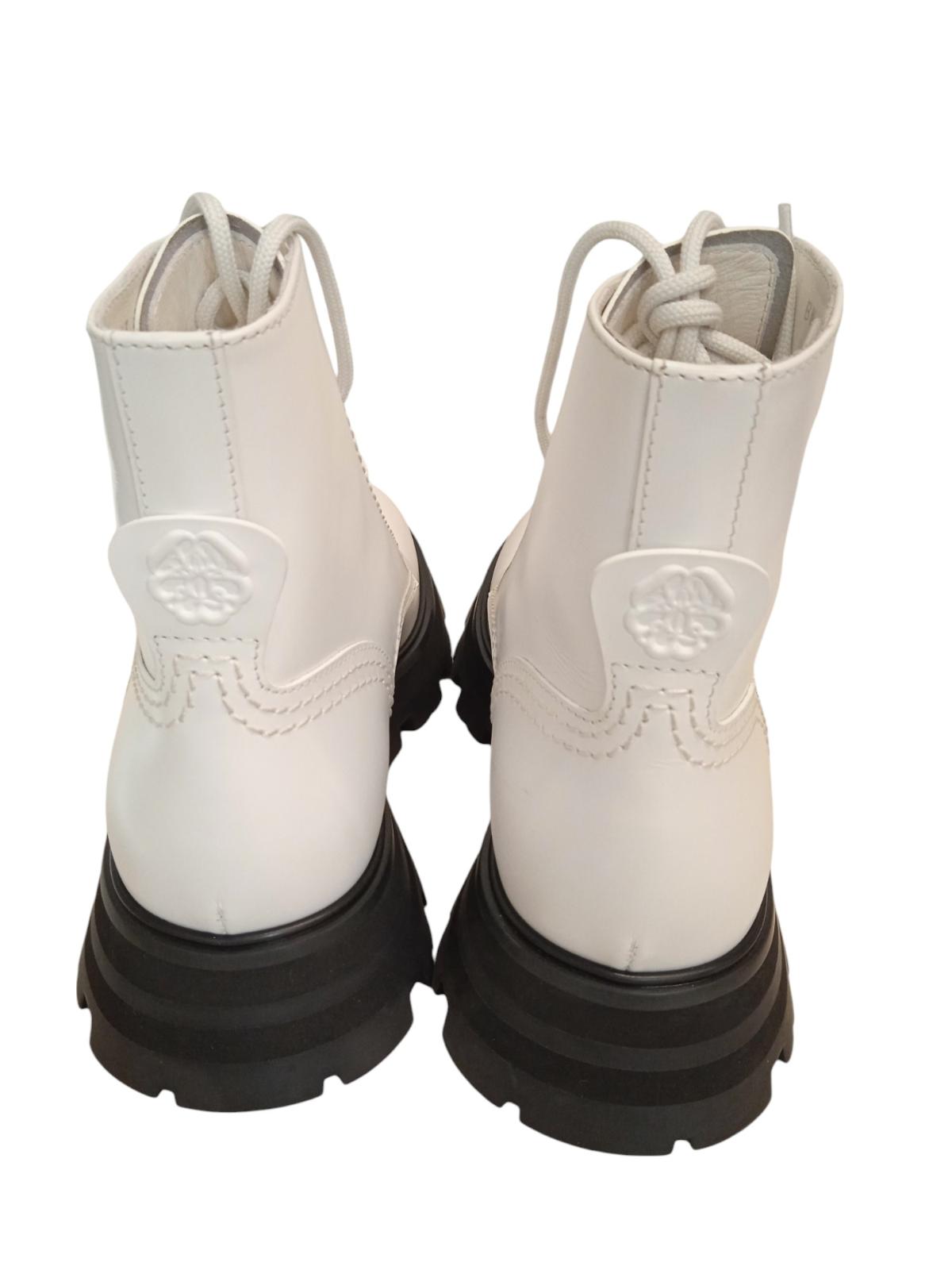 ALEXANDER MCQUEEN Wander Boots Leather Lace Up White EU37.5 UK4.5 NEW RRP590