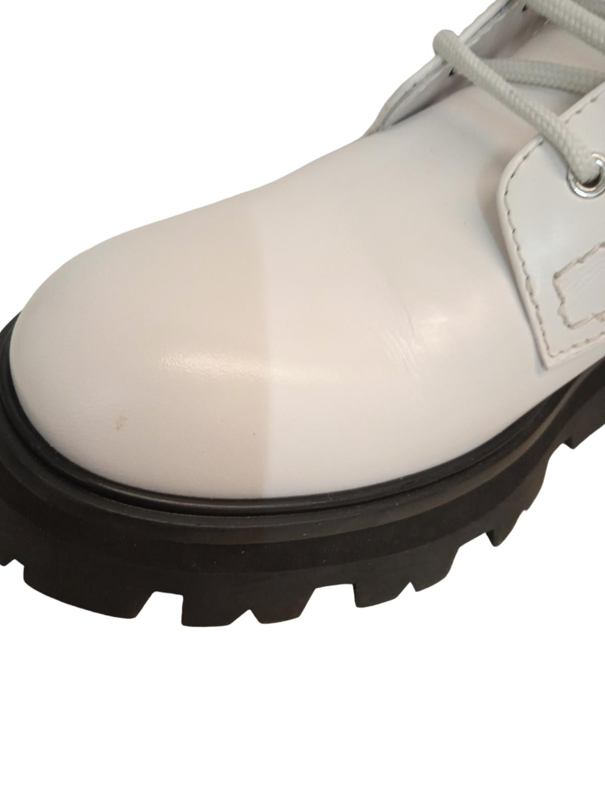 ALEXANDER MCQUEEN Wander Boots Leather Lace Up White EU37.5 UK4.5 NEW RRP590