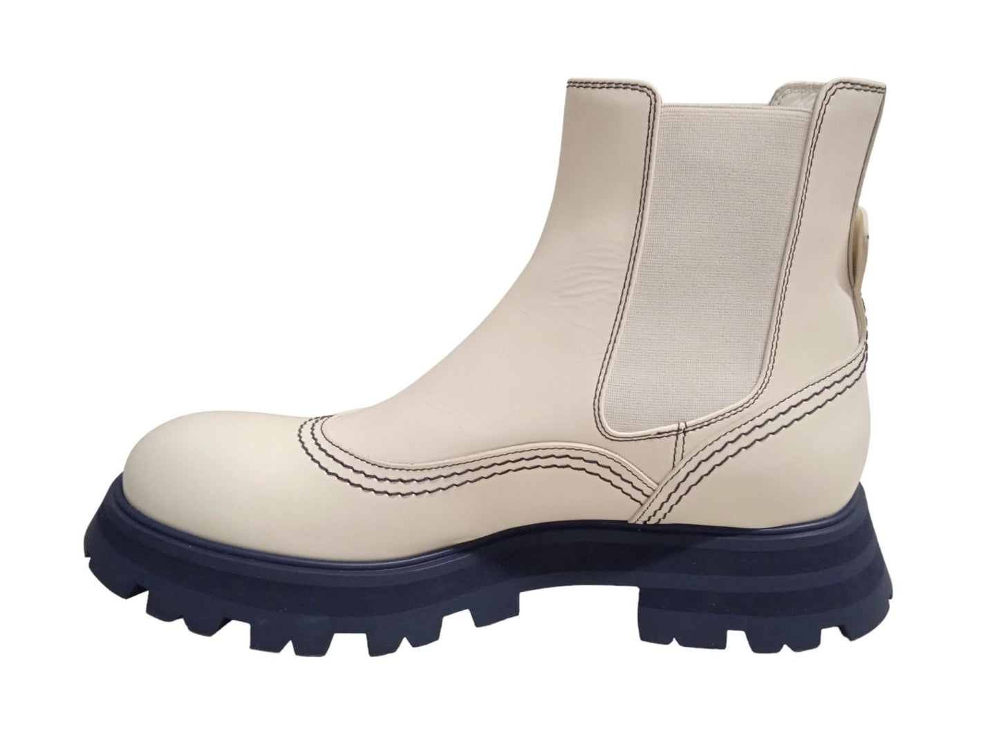 ALEXANDER MCQUEEN Wander Chelsea Boots Leather White/Navy EU41 UK8 NEW RRP590