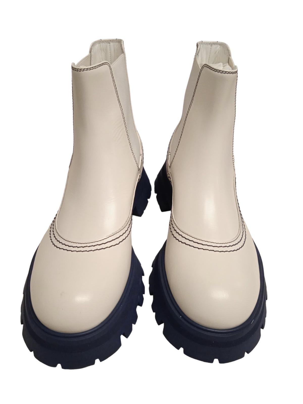 ALEXANDER MCQUEEN Wander Chelsea Boots Leather White/Navy EU41 UK8 NEW RRP590