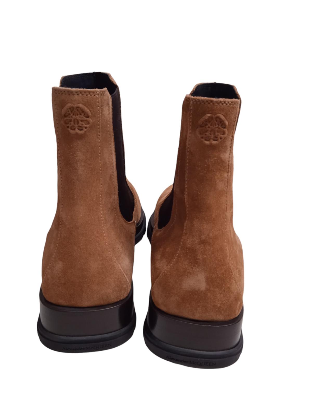 ALEXANDER MCQUEEN Tread Slim Chelsea Boots Suede Tan/Black EU45 UK11 NEW RRP790