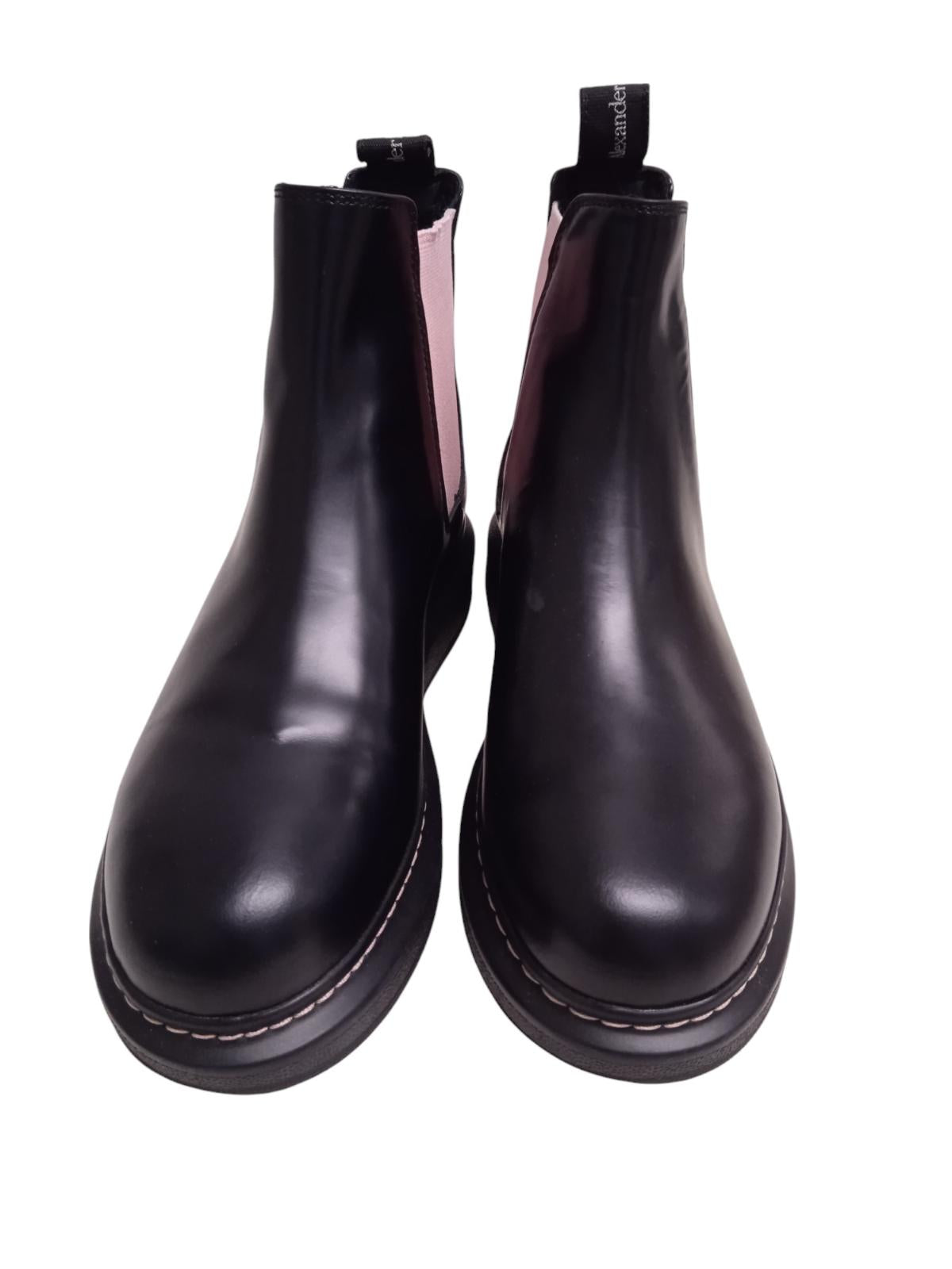 ALEXANDER MCQUEEN Hybrid Chelsea Boots Leather Black/Pink EU36 UK3 NEW RRP450