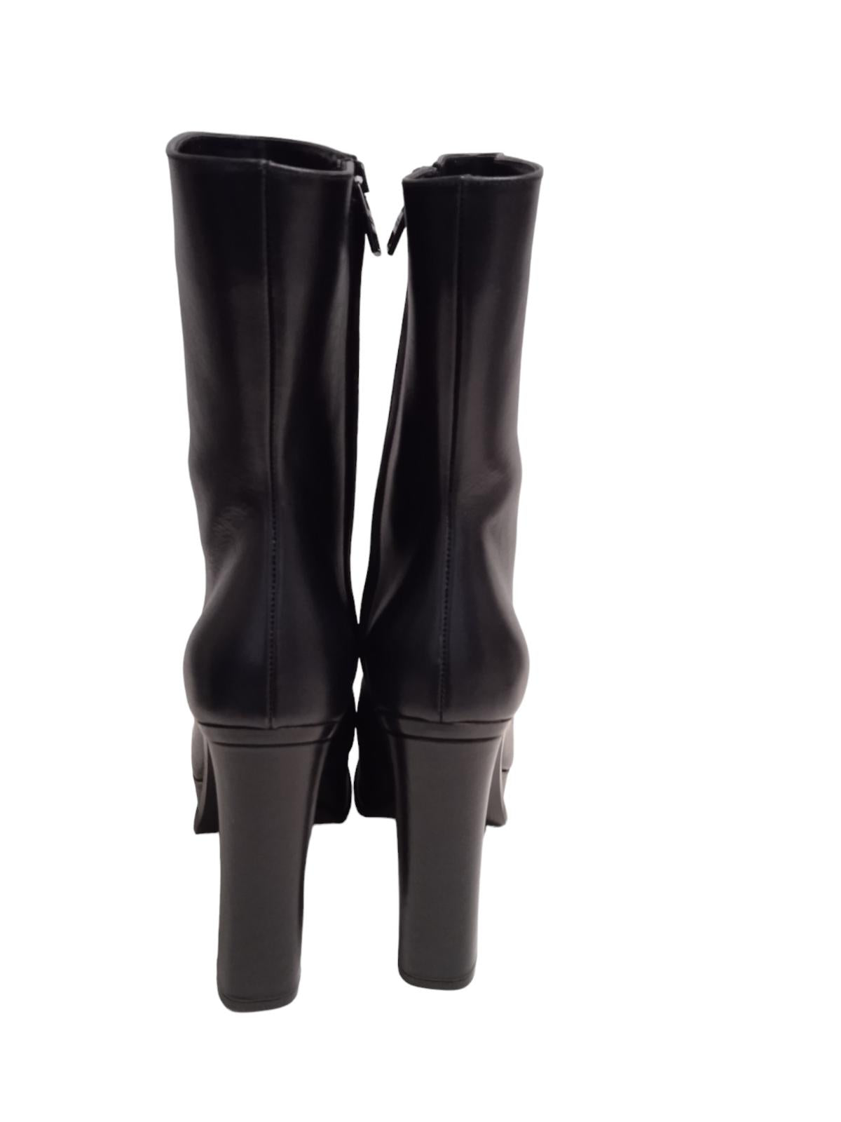 ALEXANDER MCQUEEN Platform Boots Leather Heeled Black EU38.5 UK5.5 NEW RRP950