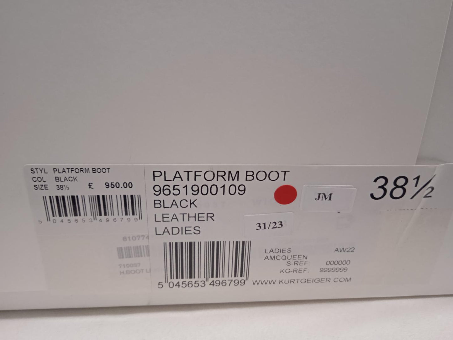 ALEXANDER MCQUEEN Platform Boots Leather Heeled Black EU38.5 UK5.5 NEW RRP950