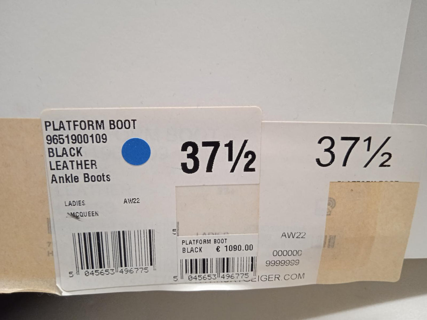 ALEXANDER MCQUEEN Platform Boots Leather Heeled Black EU37.5 UK4.5 NEW RRP950