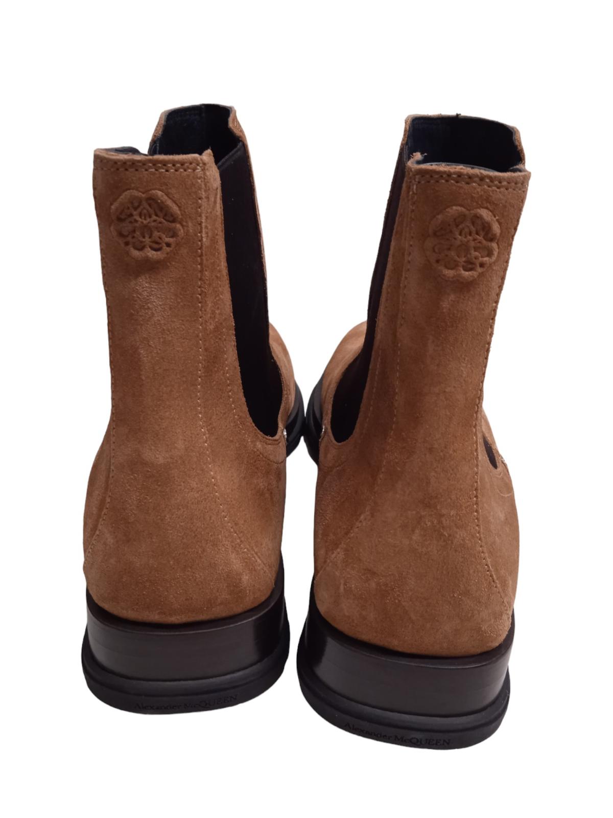 ALEXANDER MCQUEEN Tread Slim Chelsea Boots Suede Tan/Black UK11.5 NEW RRP790