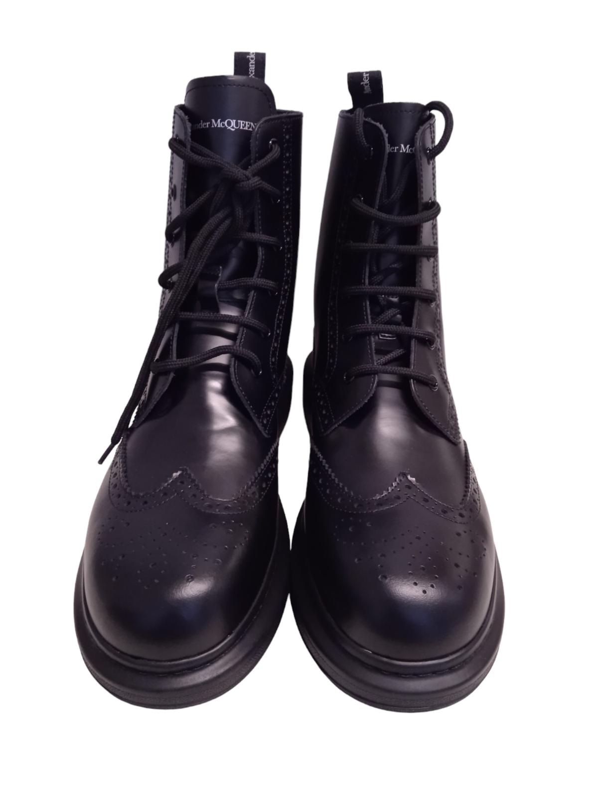 ALEXANDER MCQUEEN Hybrid Brogue Boots Leather Black EU44 UK10 NEW RRP550