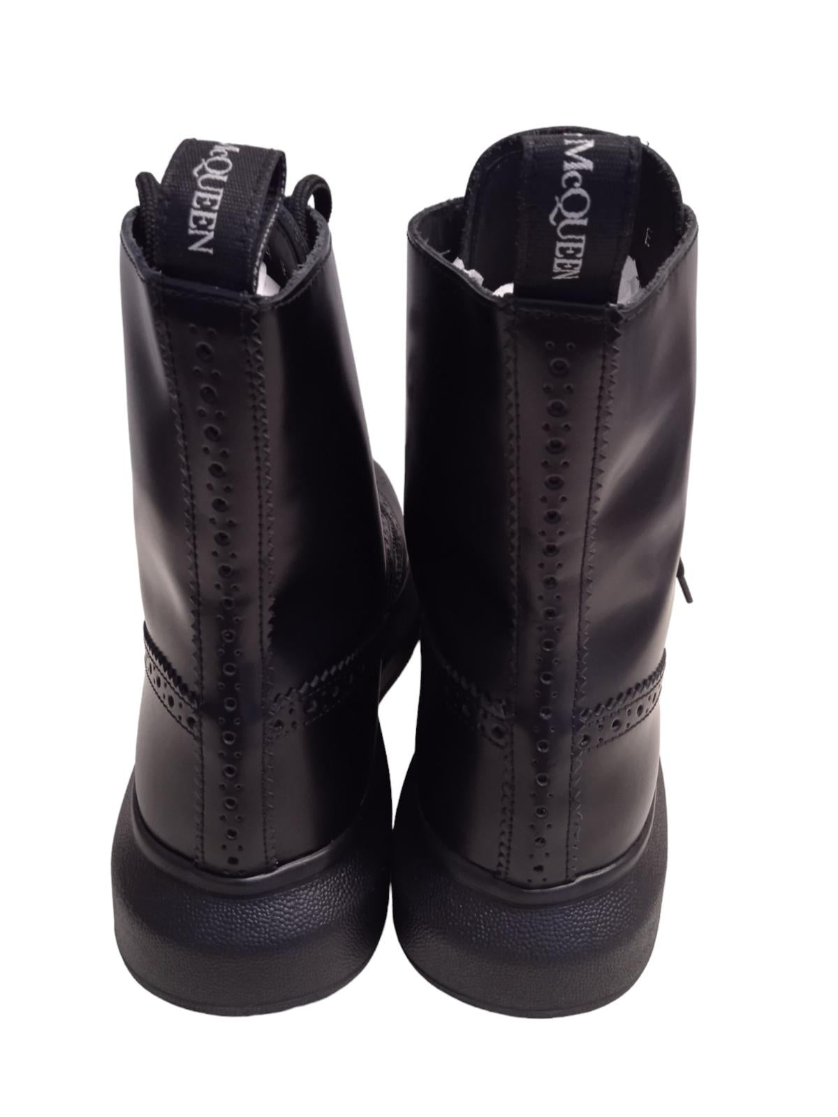 ALEXANDER MCQUEEN Hybrid Brogue Boots Leather Black EU44 UK10 NEW RRP550