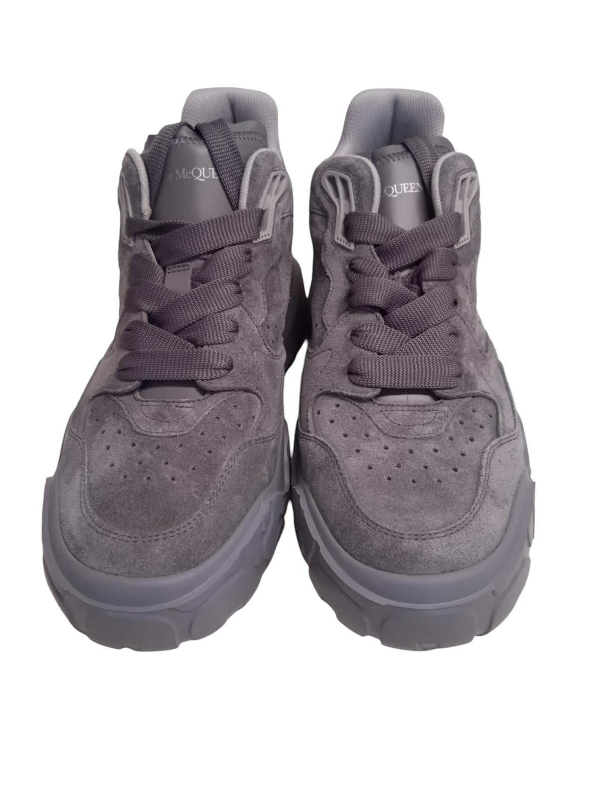 ALEXANDER MCQUEEN Court Mid-Top Tonal Trainers Suede Grey EU40 UK6 NEW RRP550