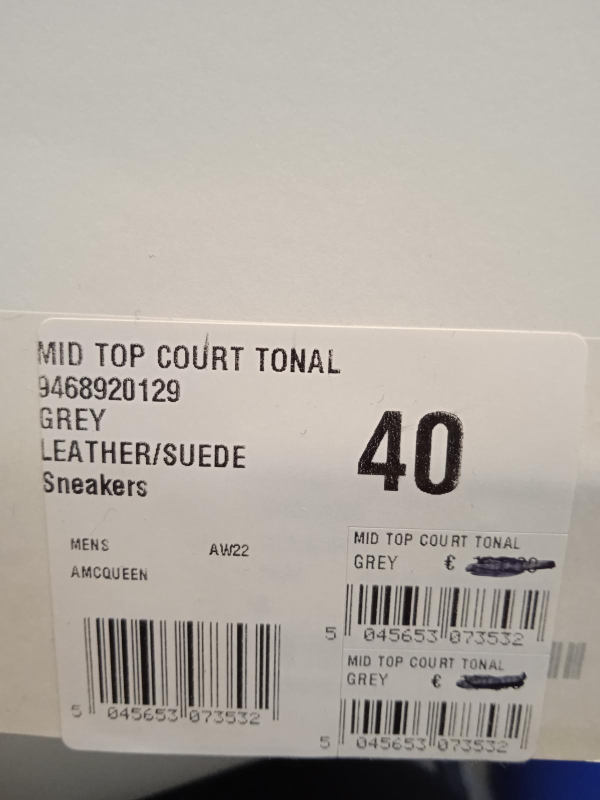 ALEXANDER MCQUEEN Court Mid-Top Tonal Trainers Suede Grey EU40 UK6 NEW RRP550