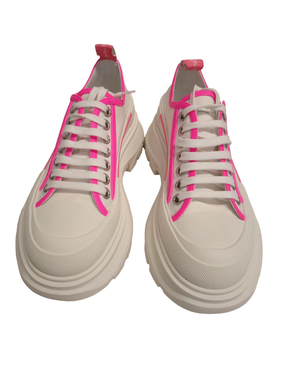 ALEXANDER MCQUEEN Tread Slick Sneakers Canvas White/Pink EU39 UK6 NEW RRP550