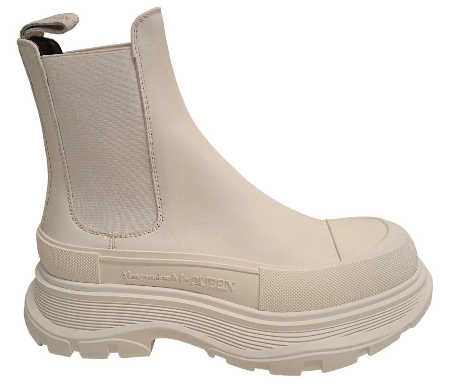 ALEXANDER MCQUEEN Tread Slick Chelsea Boots Leather White EU36 UK3 NEW RRP590