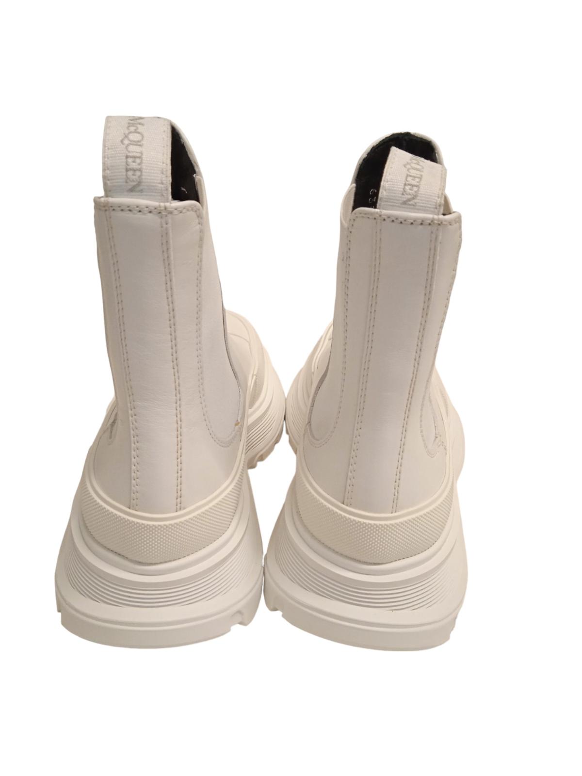 ALEXANDER MCQUEEN Tread Slick Chelsea Boots Leather White EU36 UK3 NEW RRP590