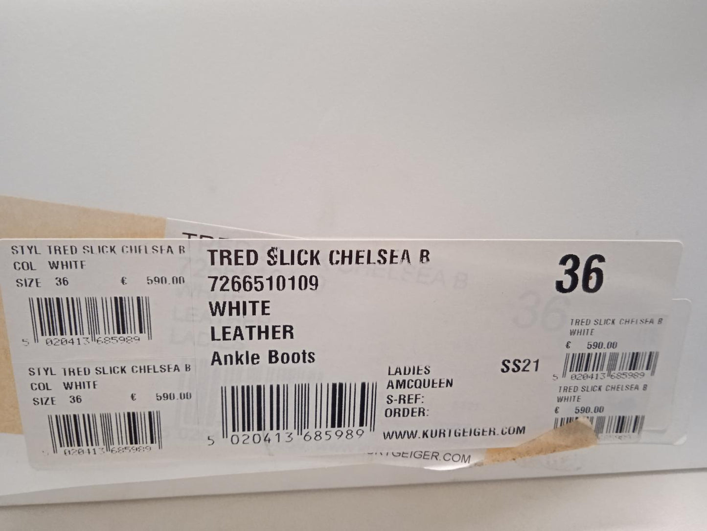 ALEXANDER MCQUEEN Tread Slick Chelsea Boots Leather White EU36 UK3 NEW RRP590