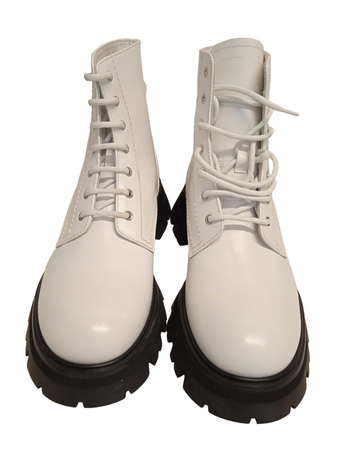 ALEXANDER MCQUEEN Wander Combat Boots Leather Platform White EU39 UK6 NEW RRP690