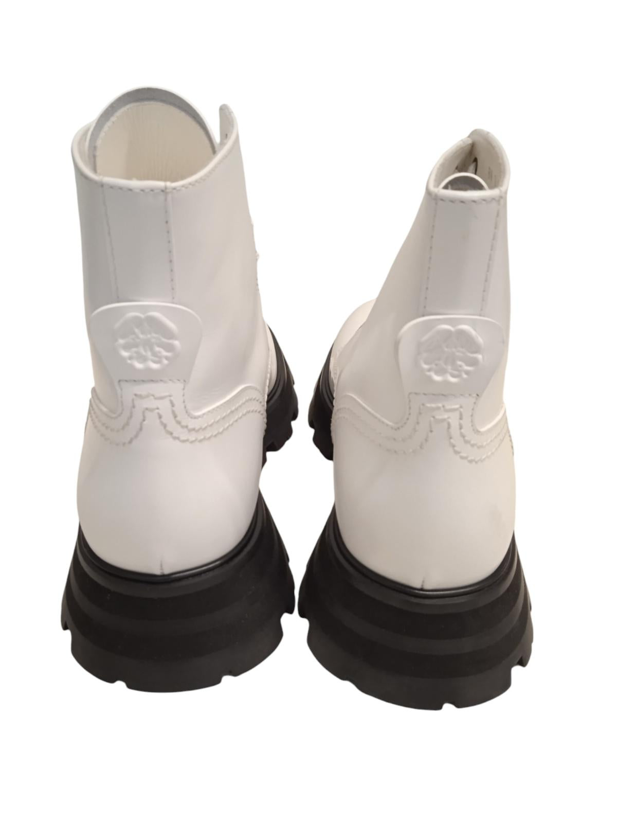 ALEXANDER MCQUEEN Wander Combat Boots Leather Platform White EU39 UK6 NEW RRP690