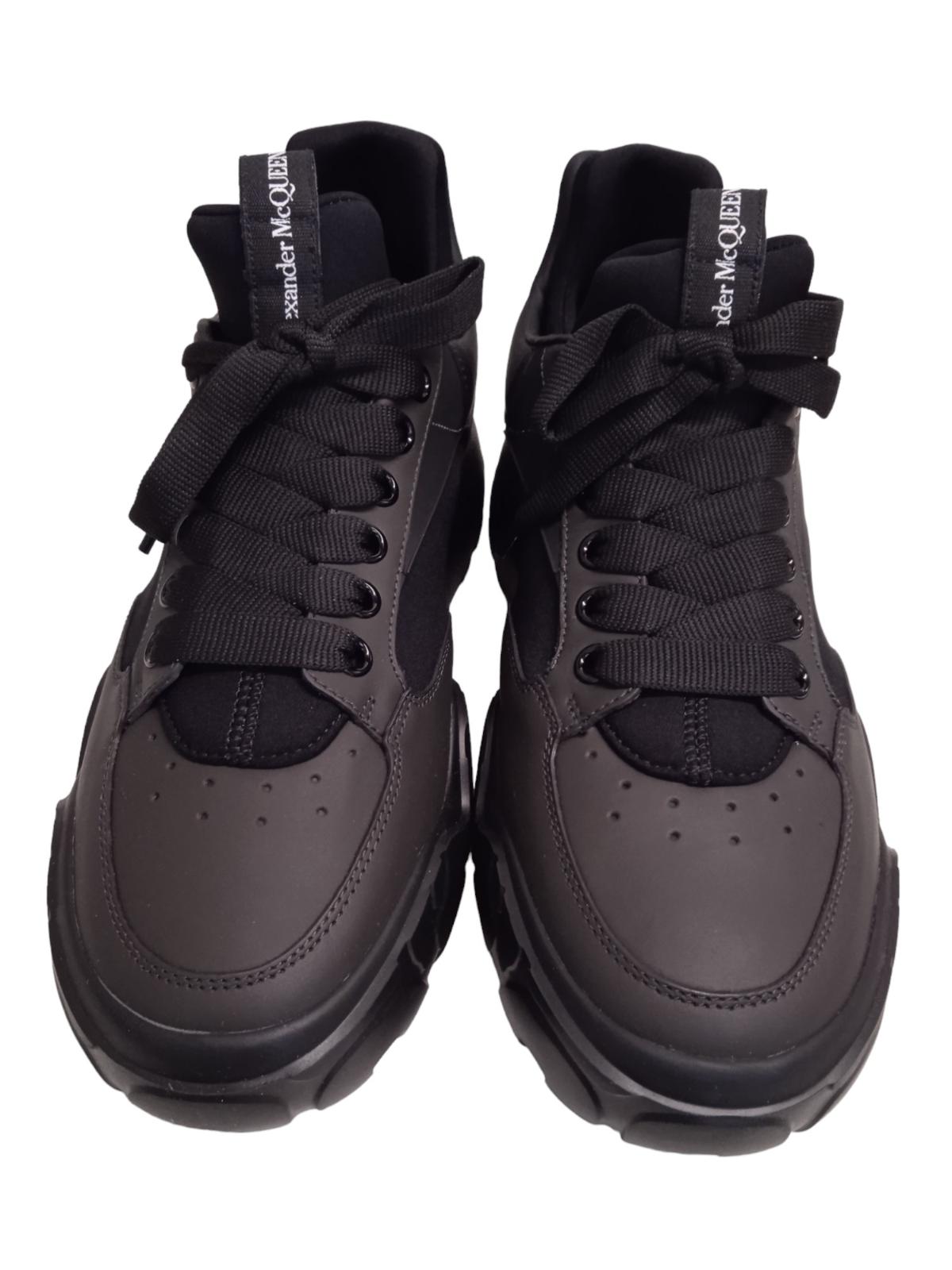 ALEXANDER MCQUEEN Court Neo Sock Sneakers Leather/Fabric Black UK9 NEW RRP590