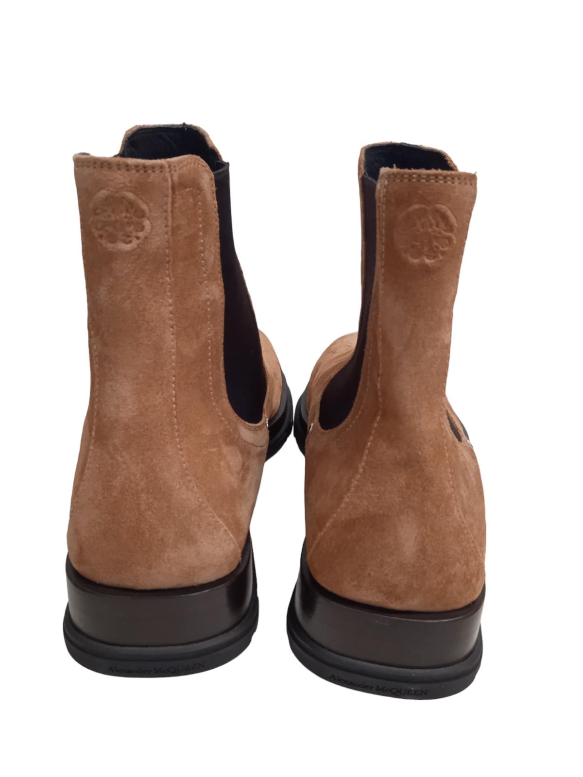 ALEXANDER MCQUEEN Tread Slim Chelsea Boots Suede Tan/Black EU44 UK10 NEW RRP790