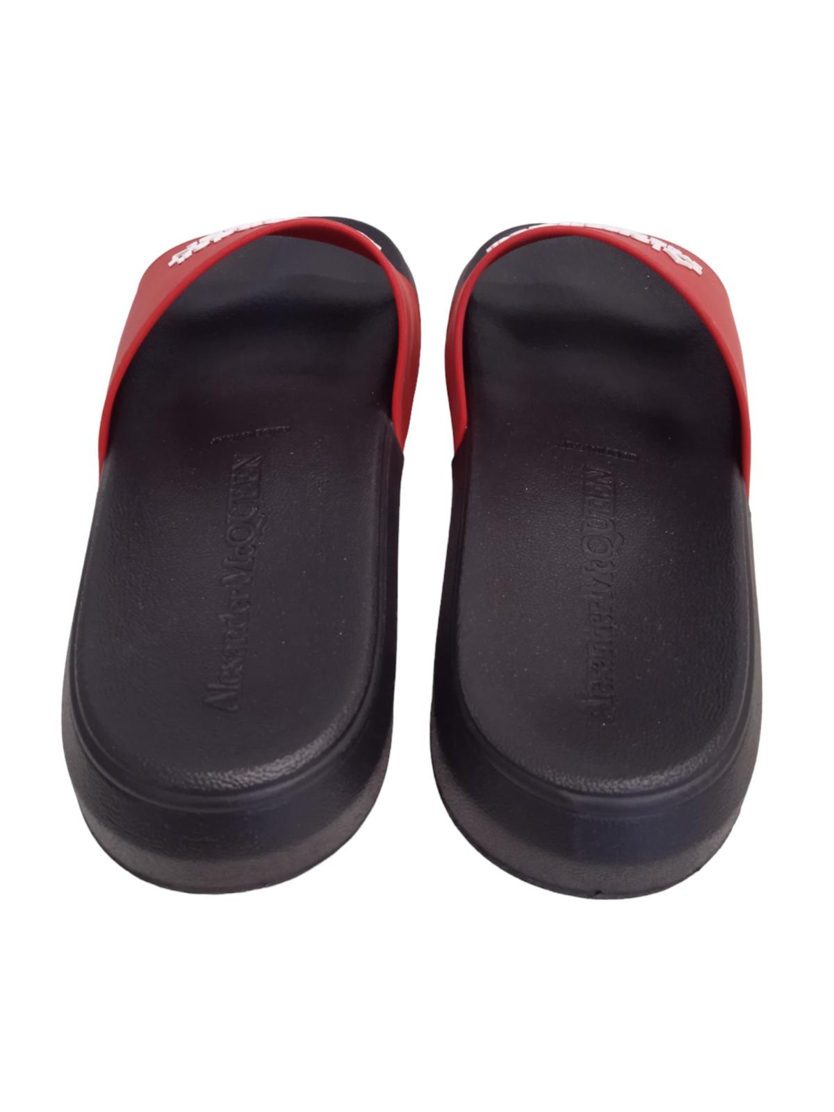 ALEXANDER MCQUEEN Logo Pool Slide Sandals Rubber Red White EU45 UK11 NEW RRP230