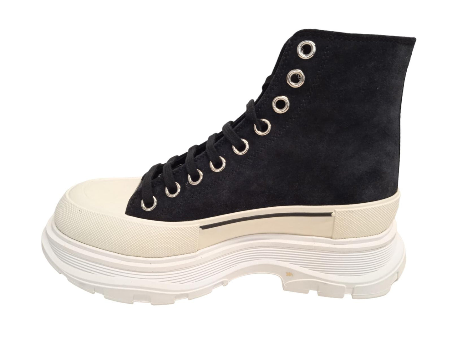 ALEXANDER MCQUEEN Tread Slick Boots Suede Black/White EU38.5 UK5.5 NEW RRP540