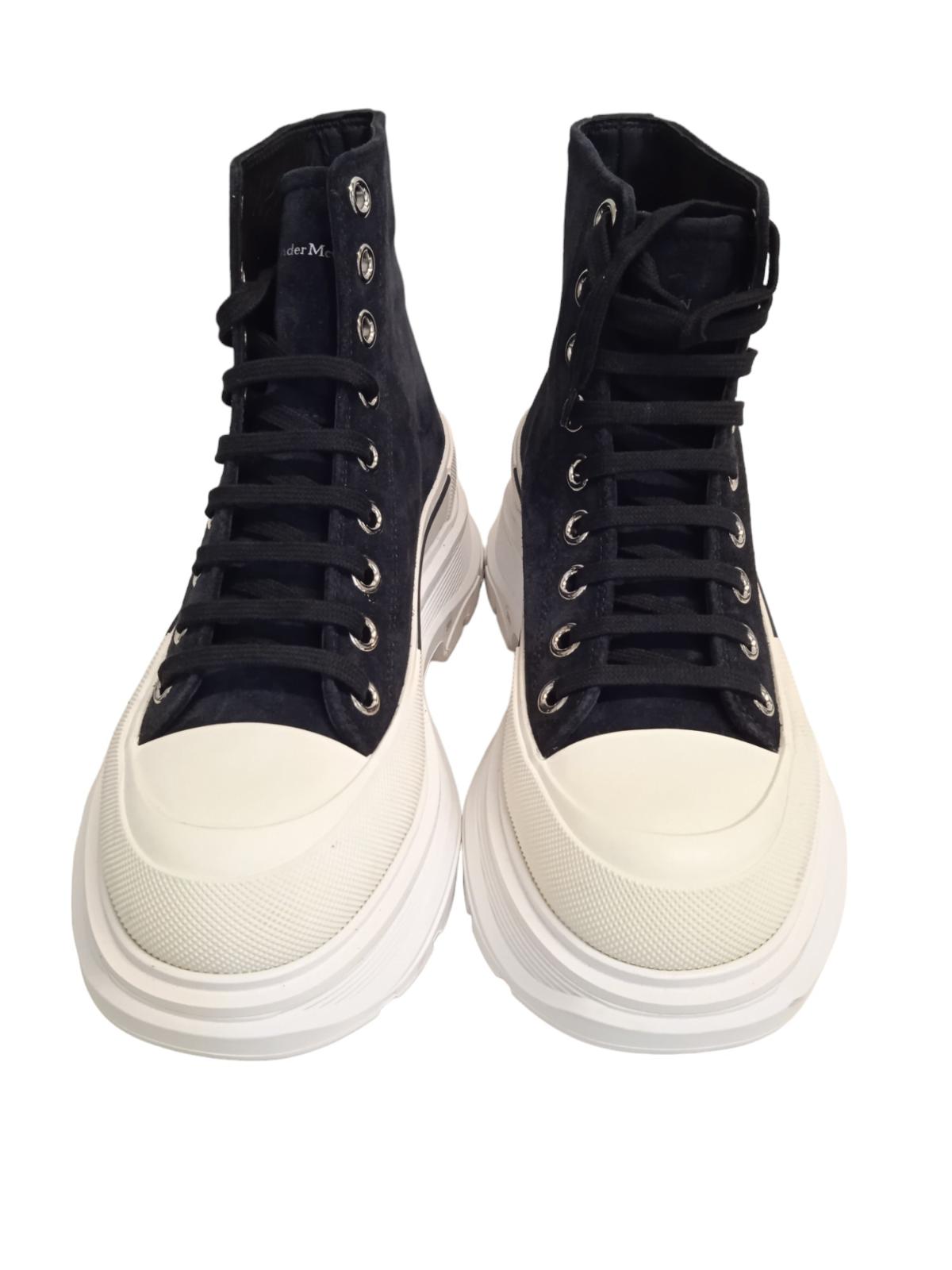 ALEXANDER MCQUEEN Tread Slick Boots Suede Black/White EU38.5 UK5.5 NEW RRP540