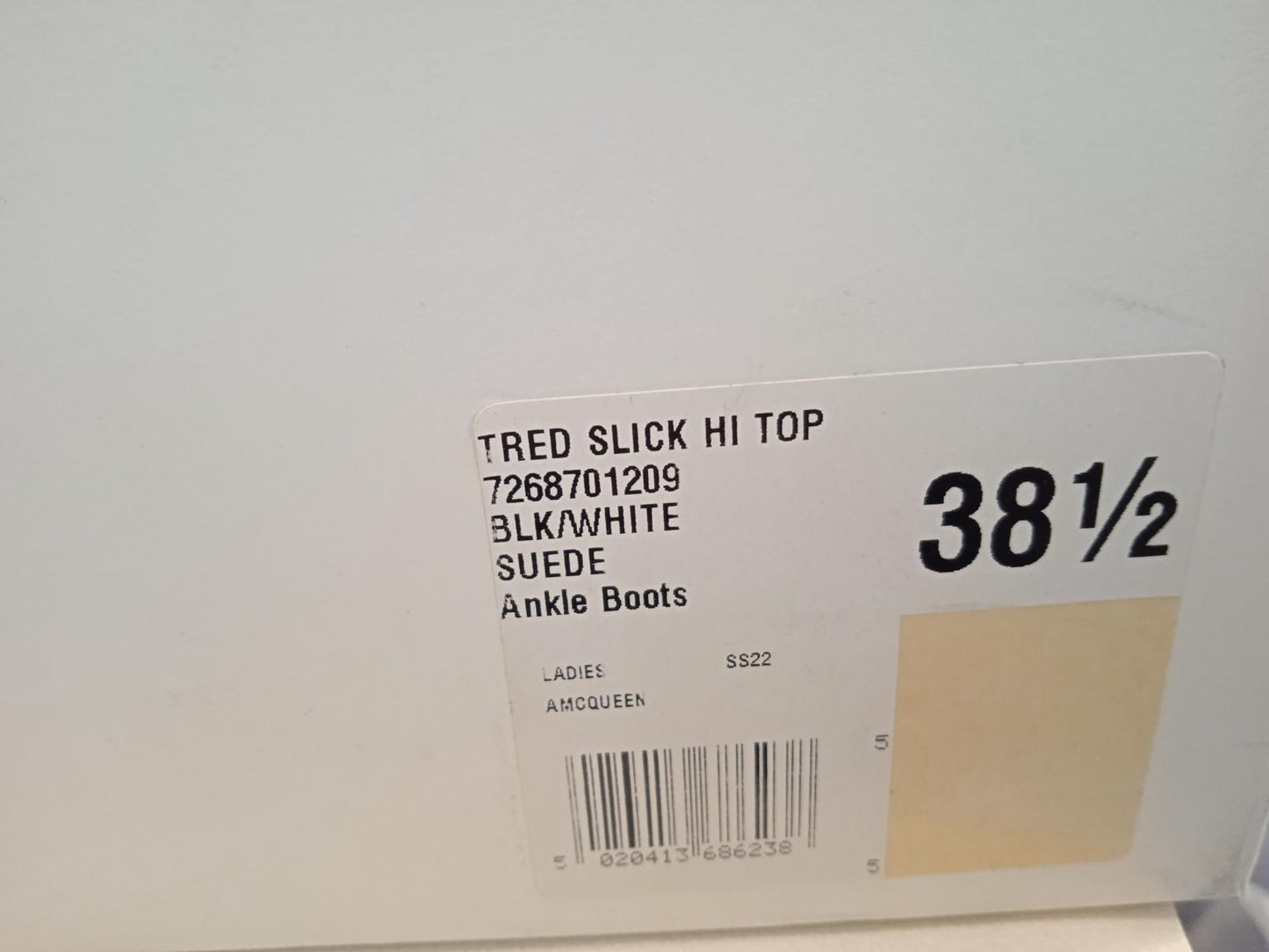 ALEXANDER MCQUEEN Tread Slick Boots Suede Black/White EU38.5 UK5.5 NEW RRP540