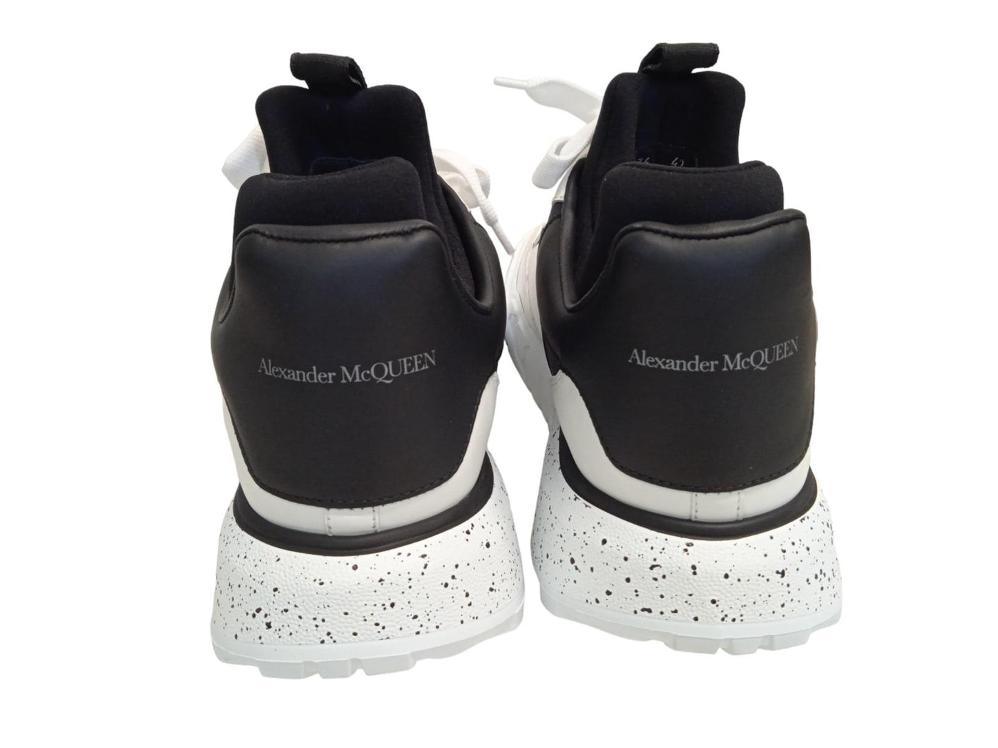 ALEXANDER MCQUEEN Court Eco Sneakers Leather/Fabric White/Black UK8 NEW RRP590