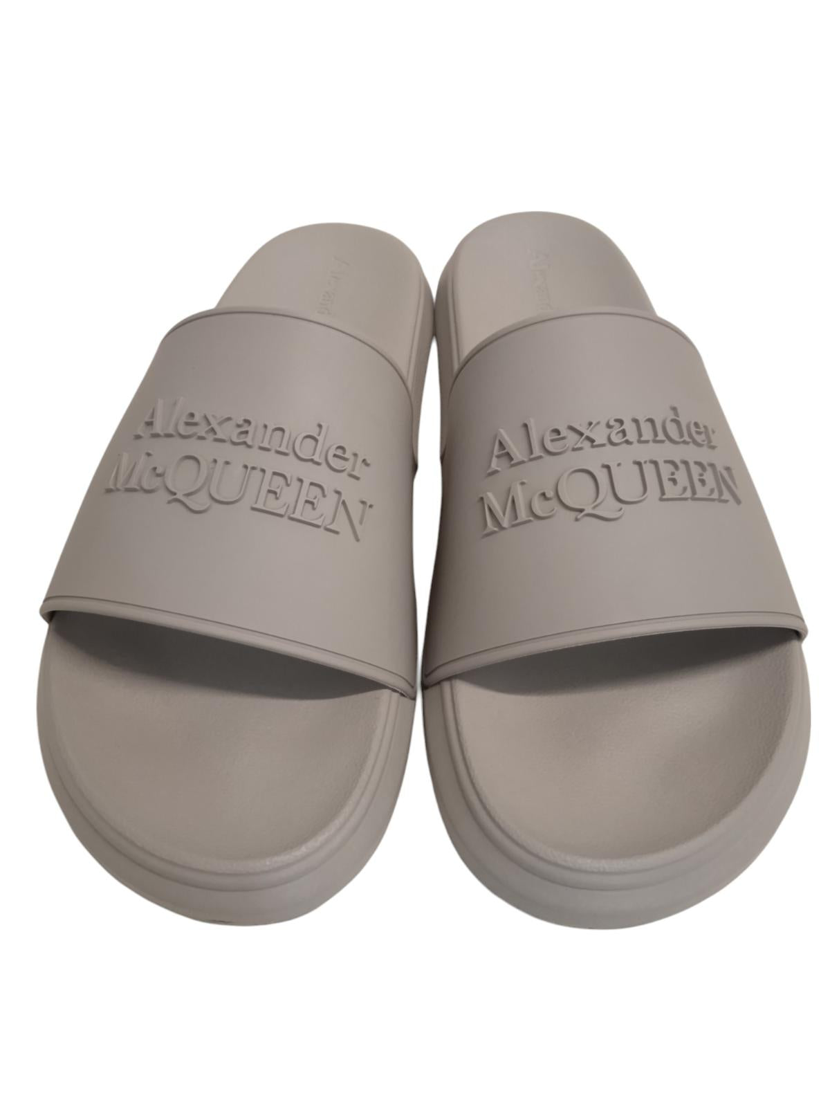 ALEXANDER MCQUEEN Logo Pool Slide Sandals Rubber Grey EU43 UK9 NEW RRP230
